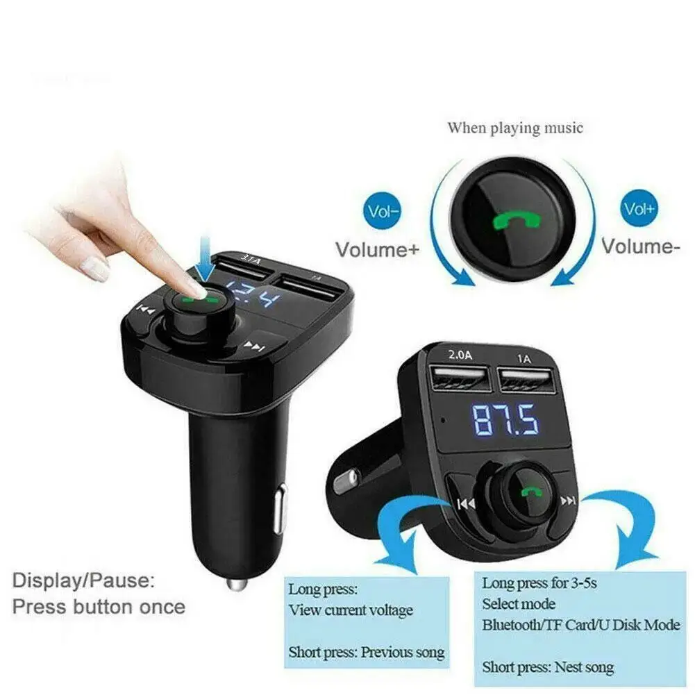Новый светодиодный Fm-передатчик Bluetooth 5 0 автомобильный комплект с двойным