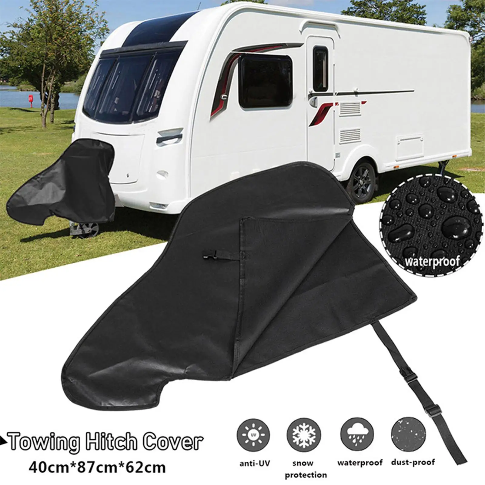

Camper Trailer Tow Hitch Cover Dust Proof Tightly Covering Universal