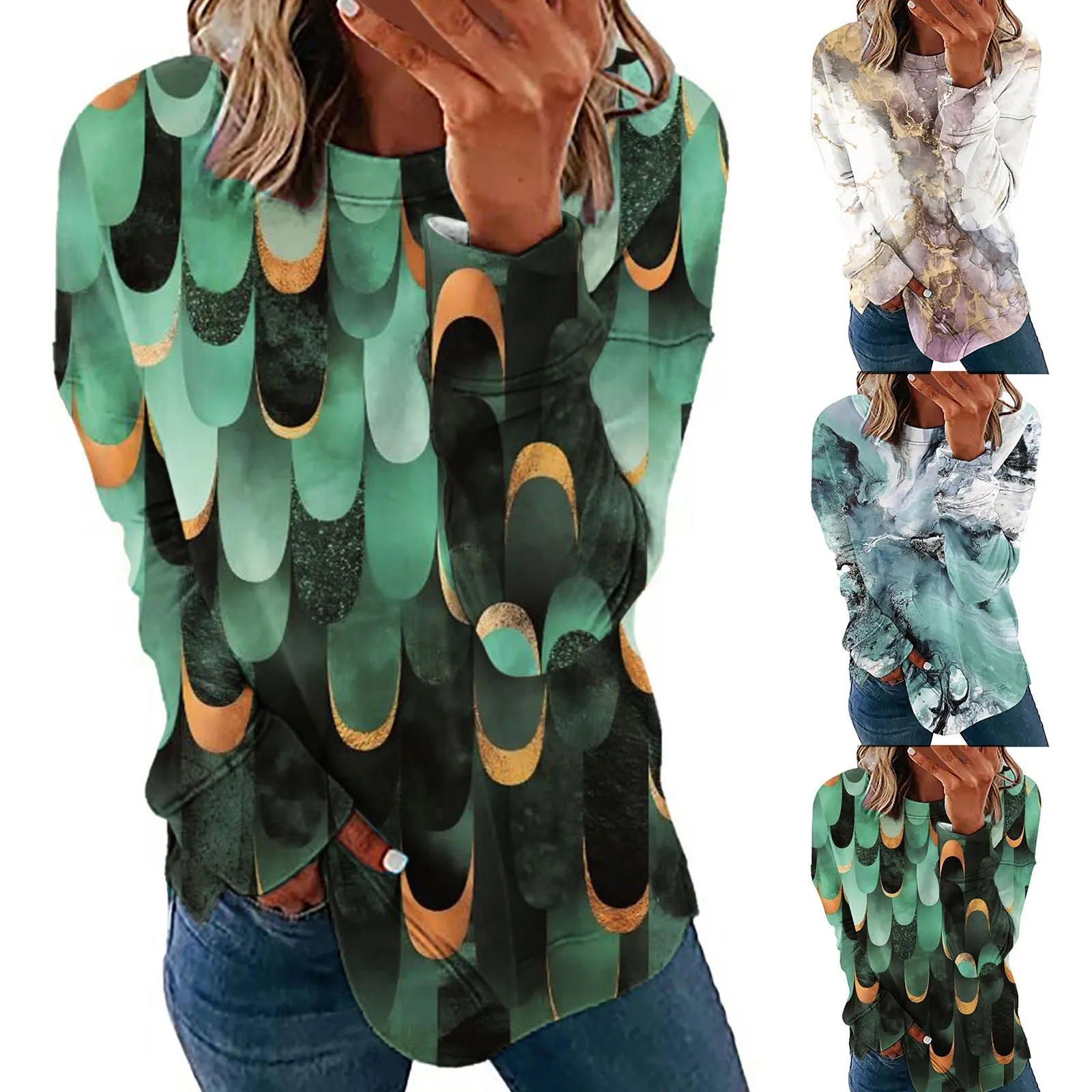 

Толстовка с капюшоном, Женская куртка, Женская осенне-зимняя разноцветная Толстовка с длинным рукавом и круглым вырезом с принтом, женские ...