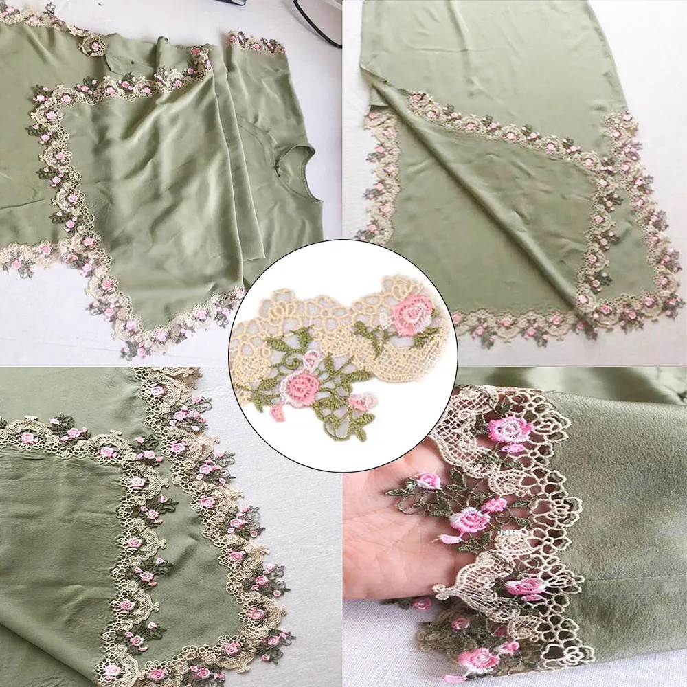 Кружево 1 ярд ширина 6 см розовый зеленый цвет отделка ремесленный цветок