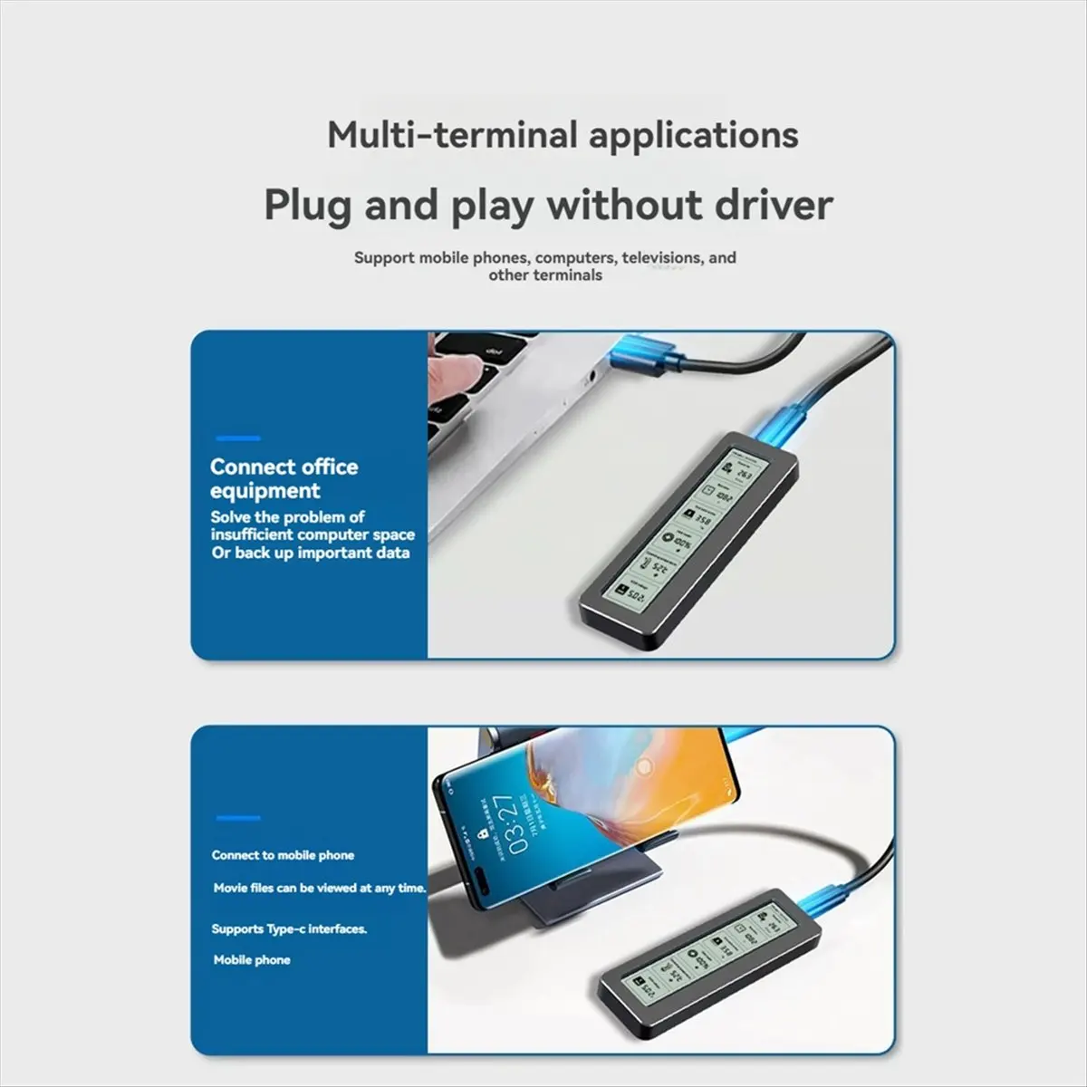 Фото (A65I) Корпус для M.2 NVMe SSD USB 3.2 Gen2 10Gbps PCIe с интеллектуальным мониторингом состояния, чехол для M.2 NVMe SSD №1