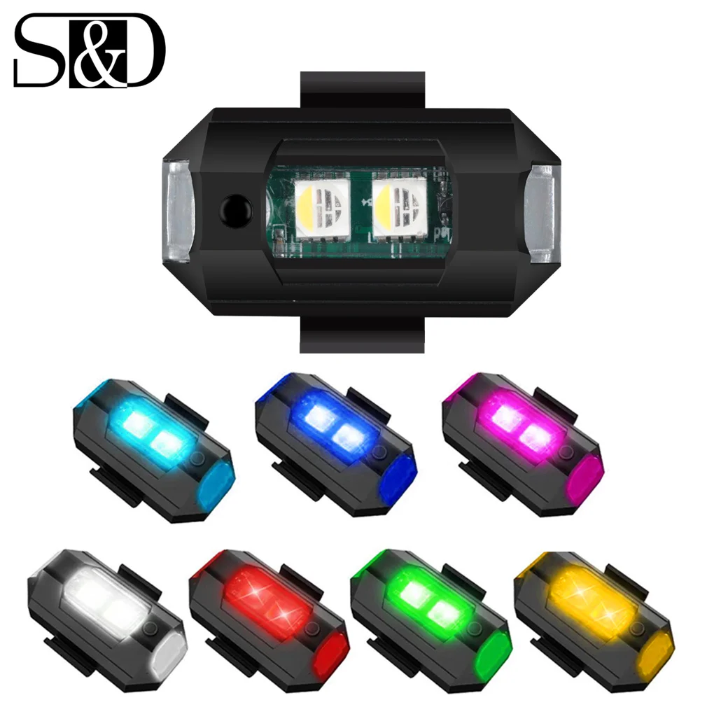 

7 Colors Aircraft Flash Led Bulb Turn Led Anti-collision Warning Light USB Aircraft Strobe Light For Motorcycle Drone Strobe