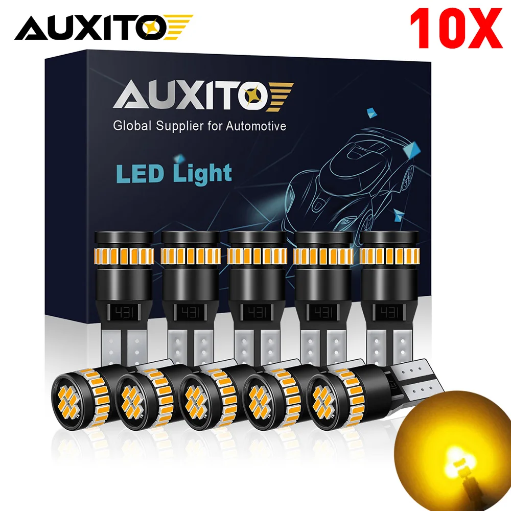 

AUXITO 10Pcs W5W T10 LED Bulb Canbus 194 168 Car Interior Light White Yellow Map Dome Parking Light Auto Signal Lamp for BMW VW