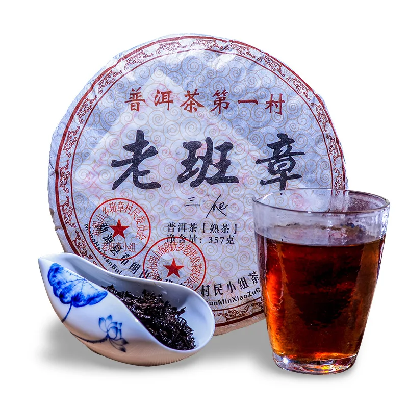 

2008 Китайский Юньнань лаобанчжан спелый пуэр 357 г чай шу пуэр для похудения зеленый забота о здоровье похудение чай Прямая поставка