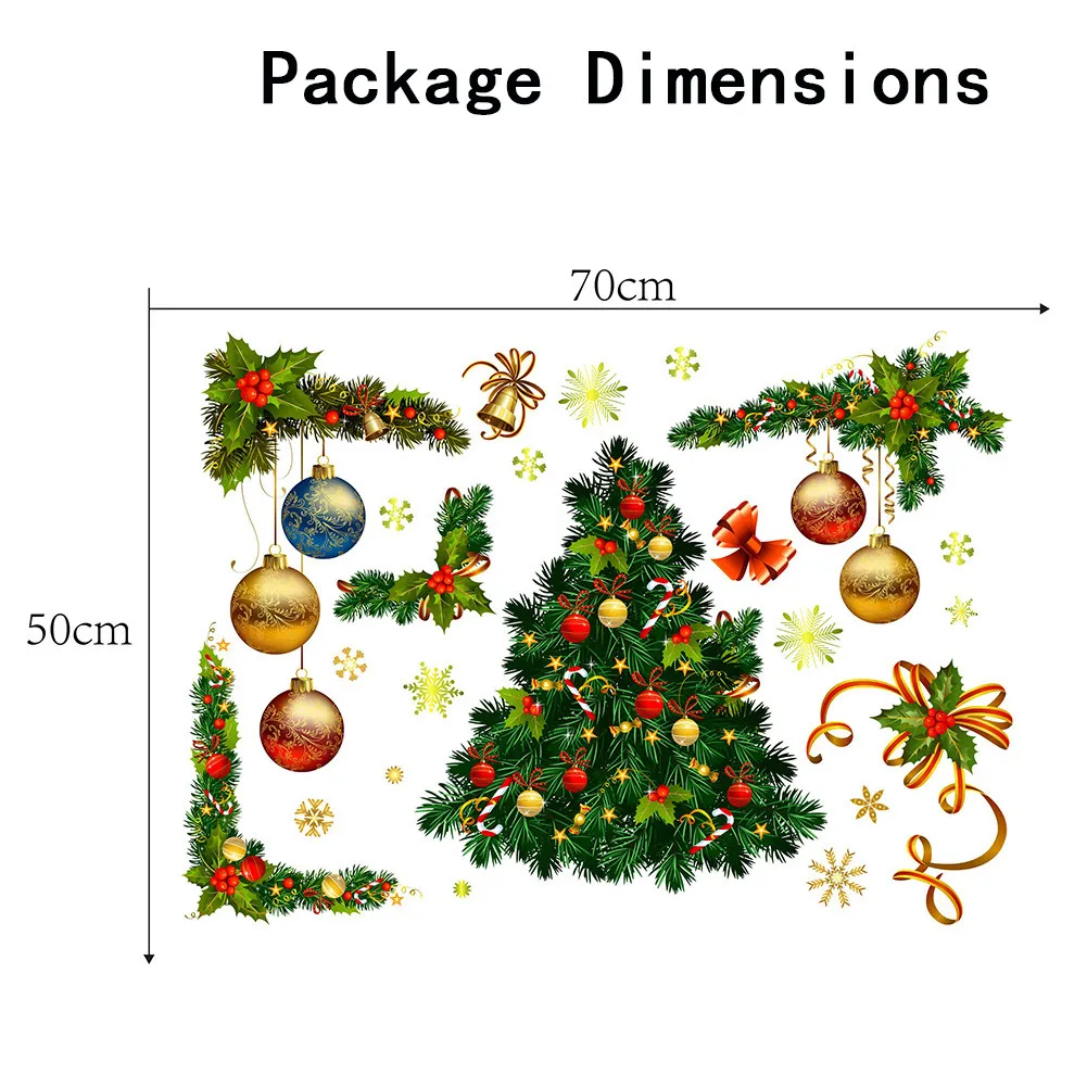 

Art Golden PVC Vinyl Xmas Sticker Wall Golden Indoor Ornament Gift Shopwindow Tree Wall Ball Bedroom Christmas