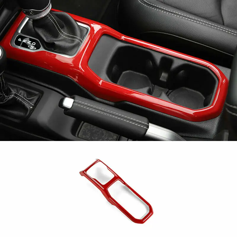 

Fit For Jeep Wrangler JL 18-2020 ABS Red Console Gear Shift Cup Panel Cover Trim
