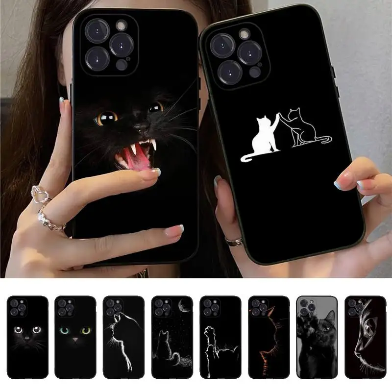 

Black Cat Staring Eye Phone Case For iPhone 14 13 12 Mini 11 Pro XS Max X XR SE 6 7 8 Plus Soft Silicone Cover