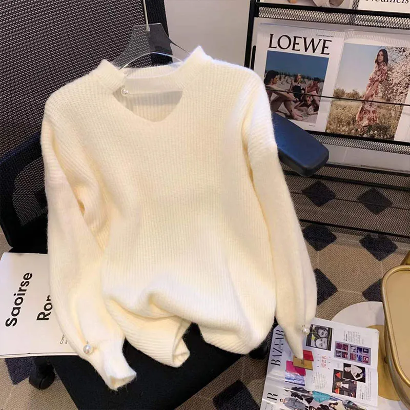 Новинка Осень-Зима Милый свободный свитер во французском стиле с длинным рукавом