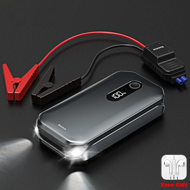 

Baseus 12000 MAh Portable Battery Station 1000A Car Jump Starter Power Bank For 3.5L/6L Car Emergency Booster Starting Device