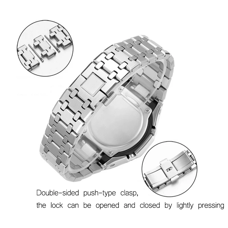 For Casioak Mod Kit Set Steel 316L Stainless Watch Case for Casio GA2100 for G Shock GA2110 Watch Straps Metal Watch Modified