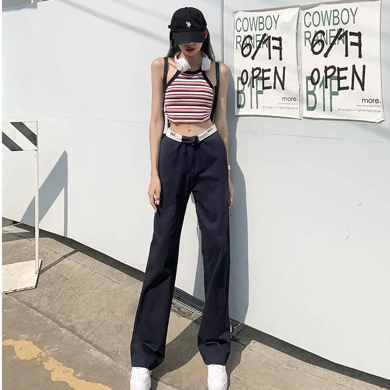 European and American style straight jeans women's summer thin section high waist drape