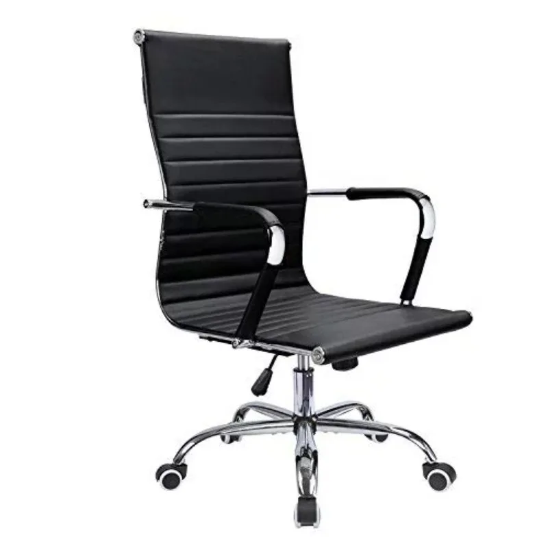 

Lacoo Faux Leather Office Desk Chair Mid-Back Ribbed Executive Chair with Arms, Black