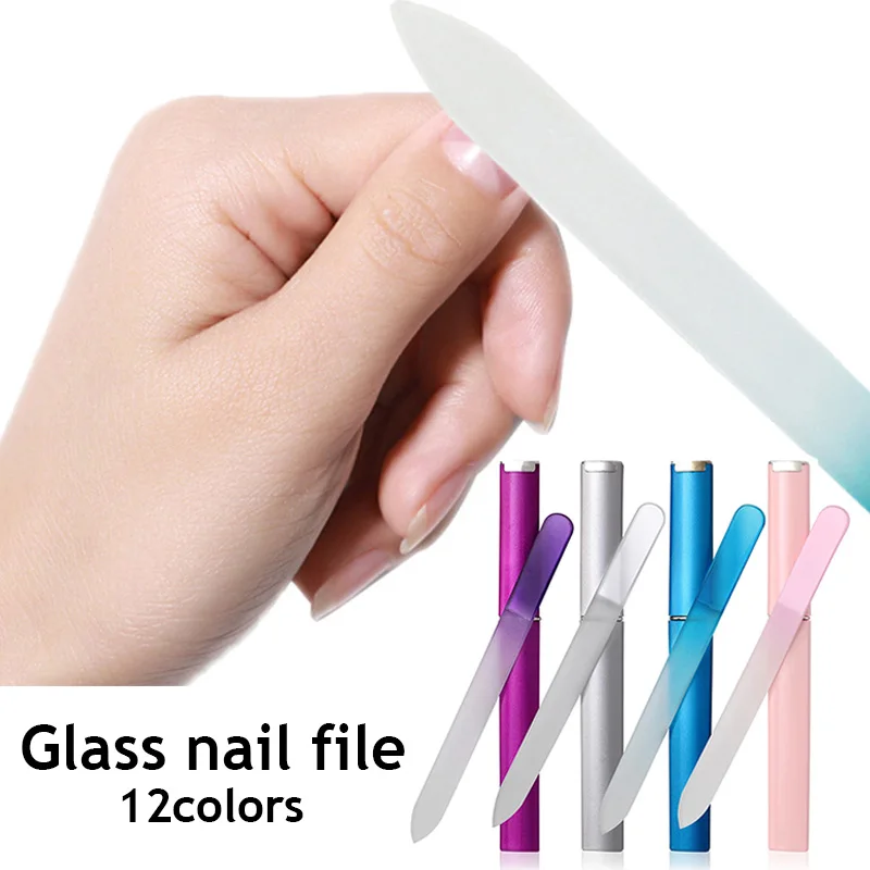 

Crystal Glass Nail File With Case Professional Nail Files Manicure Grinding Polishing Tool Durable Nail Art Buffer Files