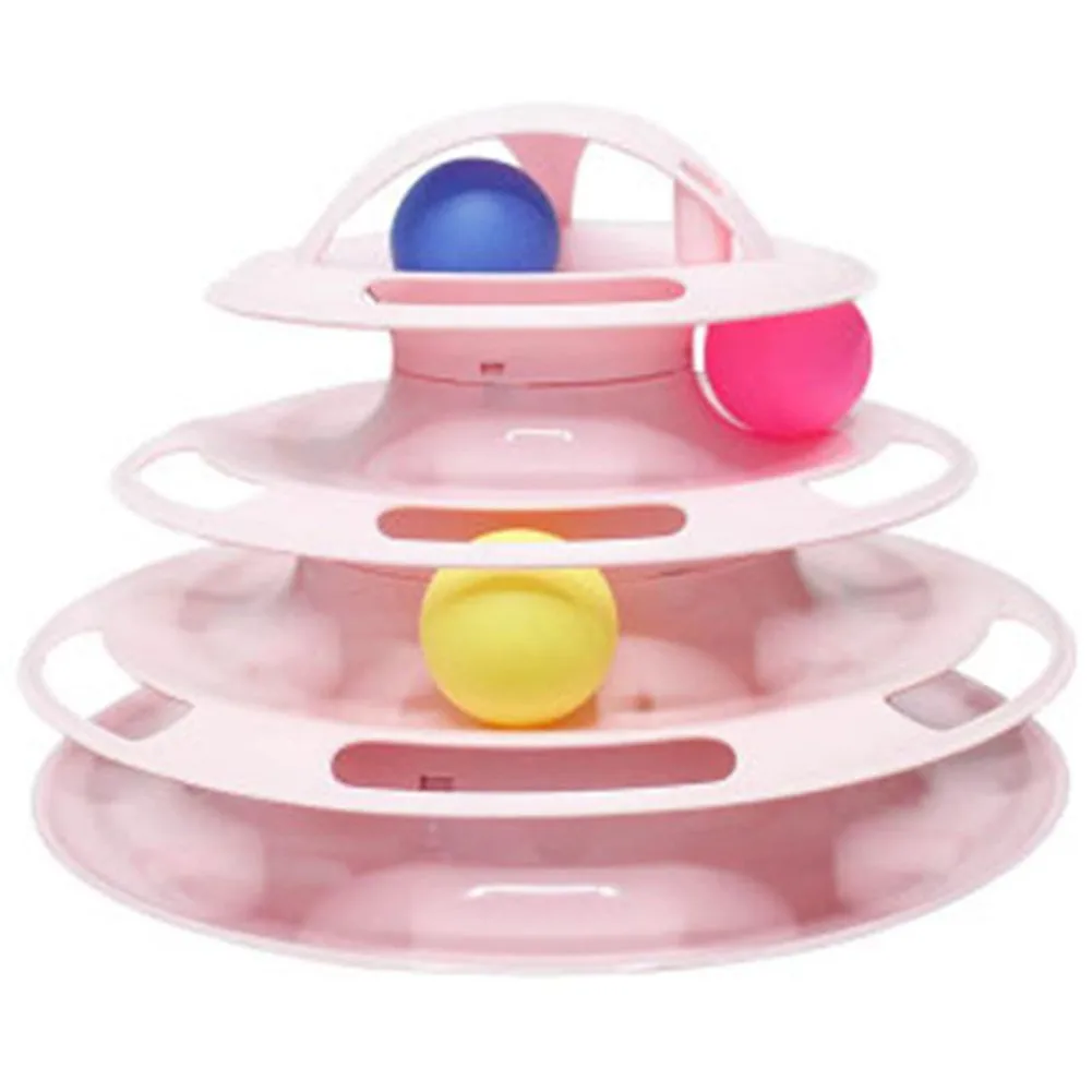 

Three Levels Pet Cat Toy Tower Tracks Disc Cat Intelligence Amusement Triple Pay Disc Cat Toys Ball Training Amusement Plate
