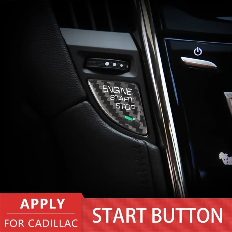 Фото Наклейка на кнопку старт-стоп для Cadillac серии ATS и ATS-L, декоративная наклейка для салона автомобиля, наклейка на двигатель из настоящего карбона. №3