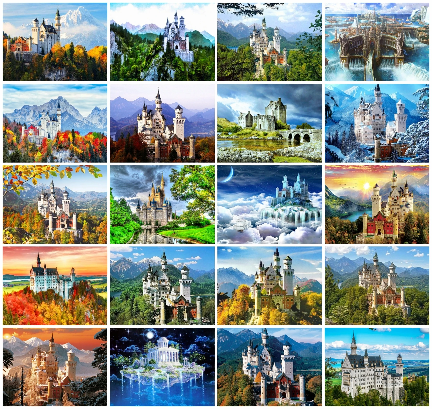 

AZQSD DIY Painting By Numbers Castle Mountain Acrylic Paint Canvas Frameless Oil Painting Landscape Handpainted Wall Decor Gift
