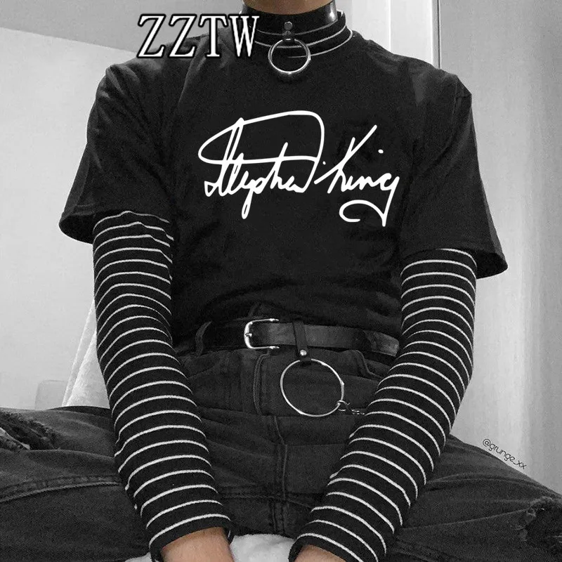 Женская футболка с принтом Стивена Кинга Готическая свободная круглым вырезом