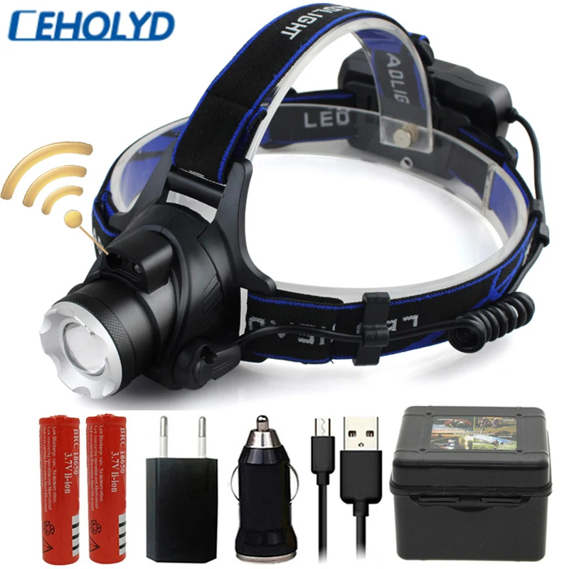 

Zoom Fishing LED Headlamp CREE T6 Body Motion Sensor Headlight USB Rechargeable 6000lm Head Flashlight Torch lamp Light Lantern