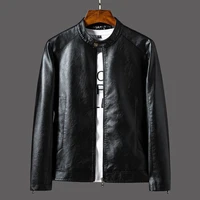 2022 mens spring and autumn leather jacket motorcycle clothes stand collar mens pu leather clothes korean casual slim fit shor