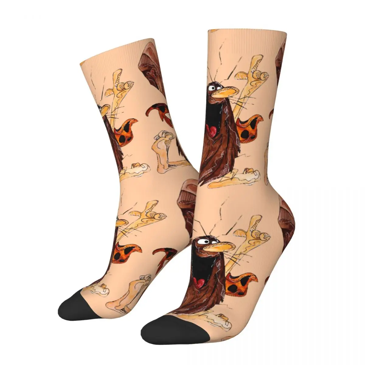 

Funny Happy Men's compression Socks Classic Vintage Harajuku Captain Caveman and the Teen Angels Hip Hop Pattern Crew Sock