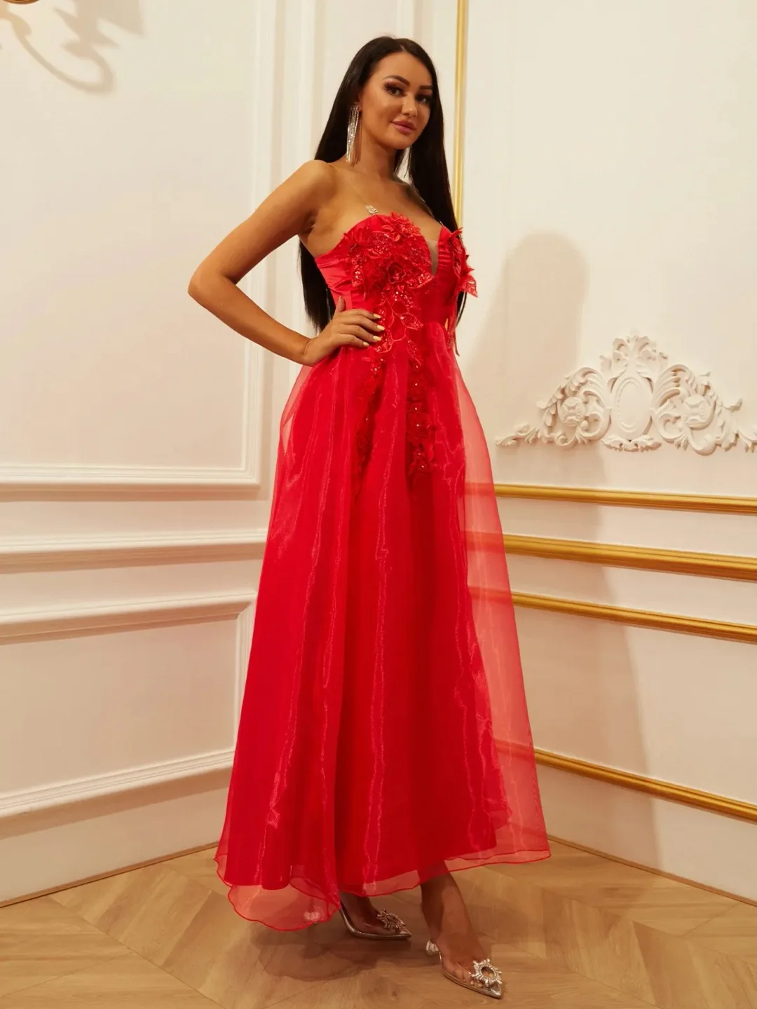 PLEINDI Luxurious Evening Dresses Sweetheart Spaghetti Strap A-LINE Ankle-Length Lace 2022 New of Embroidery Prom Women Dress