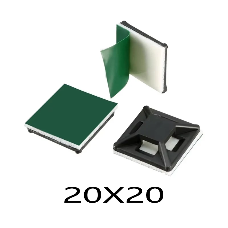 

30/50 шт. 20X20 основания для кабельных стяжек, черный, белый цвет, самоклеящийся клей, зажим для сиденья, автомобильный крепежный настенный держатель, присоска для позиционирования всасывания хомуты пластиковые