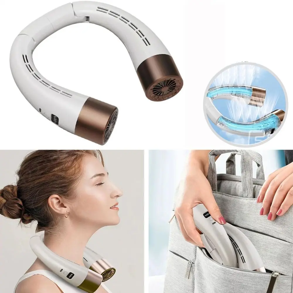 

Portable For Outdoor Sport Bladeless Folding Neckband Fan Electric Cooling Fan Hanging Neck Fan