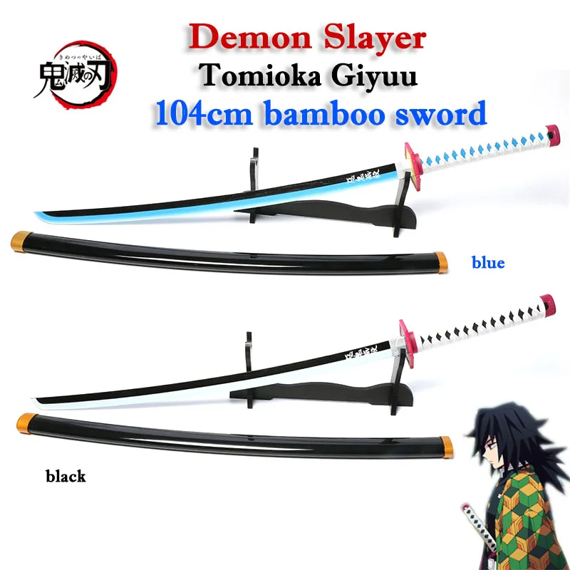 

Upgrade Demon Slayer Kimetsu no Yaiba Anime Sword Cosplay Costume Prop Tomioka Giyuu Samurai Katana 104cm 80cm Toy Weapon Gift