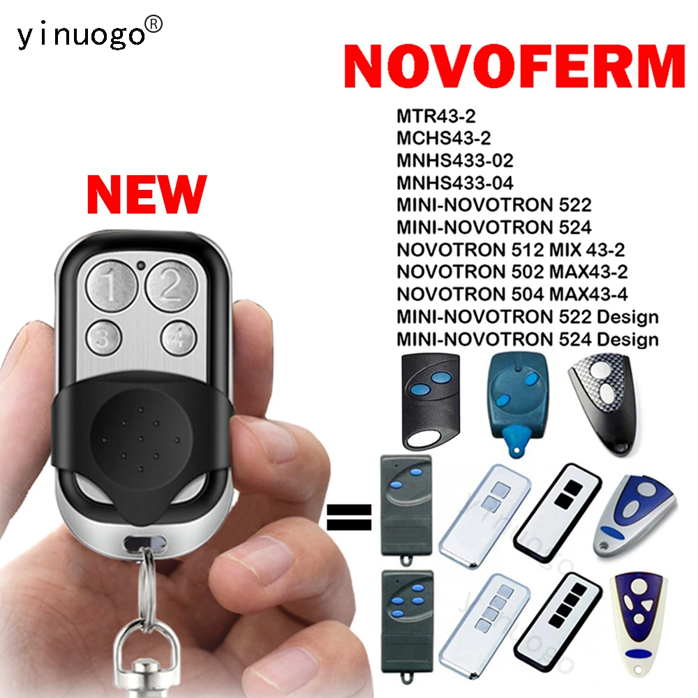 

NOVOFERM NOVOTRON 502 MAX43-2 / 504 MAX43-4 / 512 MIX43-2 522 524 Garage Remote Control NOVOFERM MNHS433-02 MNHS433-04 433.92MHz
