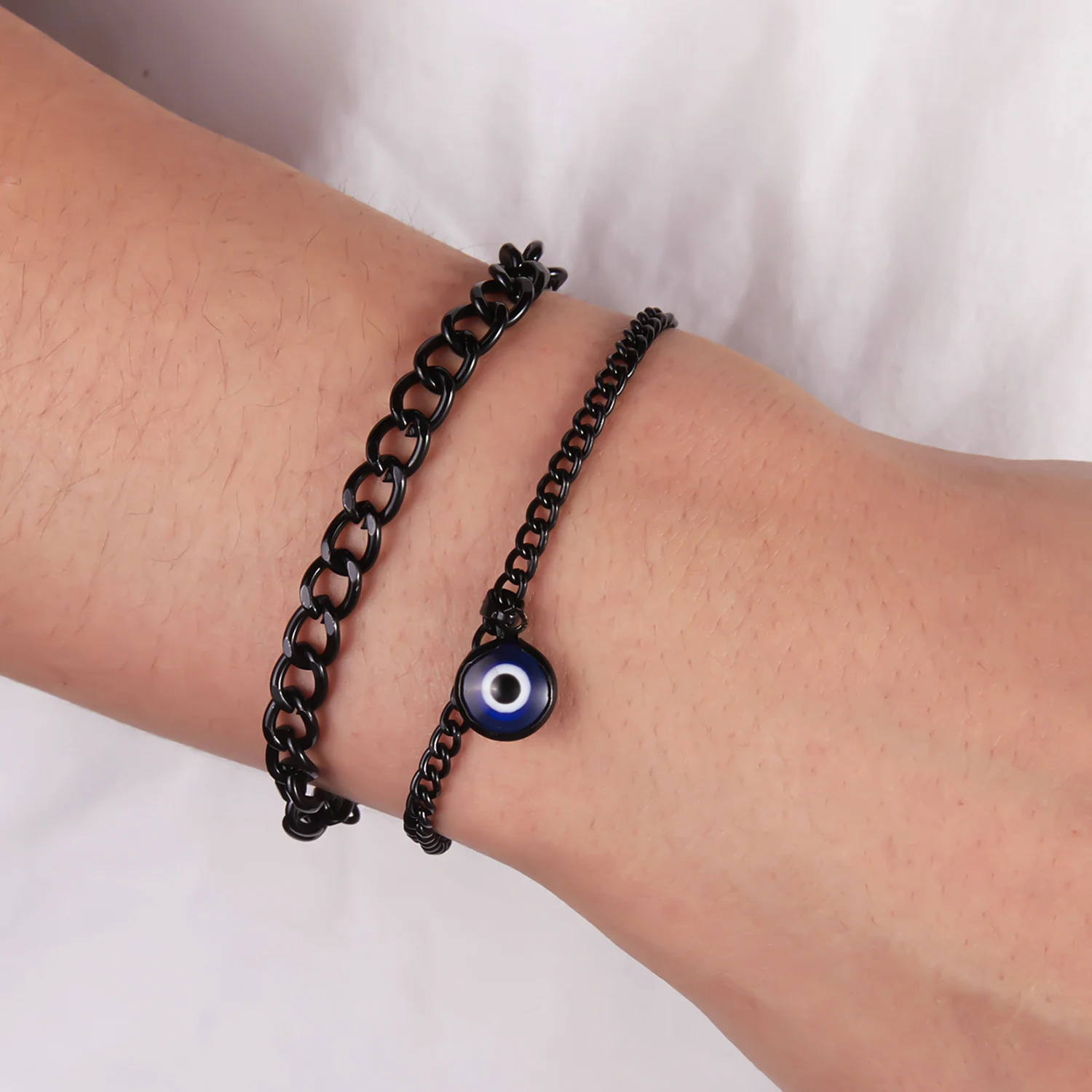 

Fashion Evil Eye Chain Double Layer Bracelet for Women Couple Lucky Pendant Turkish Jewelry Friendship Party Wrap Wrist Gift