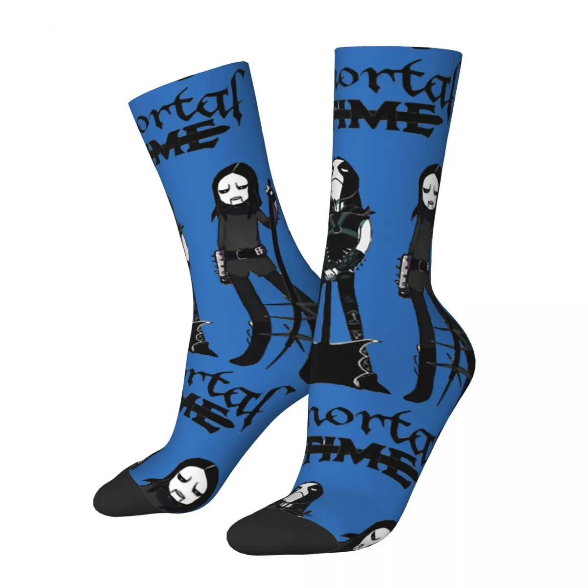 

Носки компрессионные мужские в стиле «хип-хоп», чёрные металлические носки унисекс в ретро стиле, с принтом «иммортальное время», с надписью «Happy Crew», Новинка