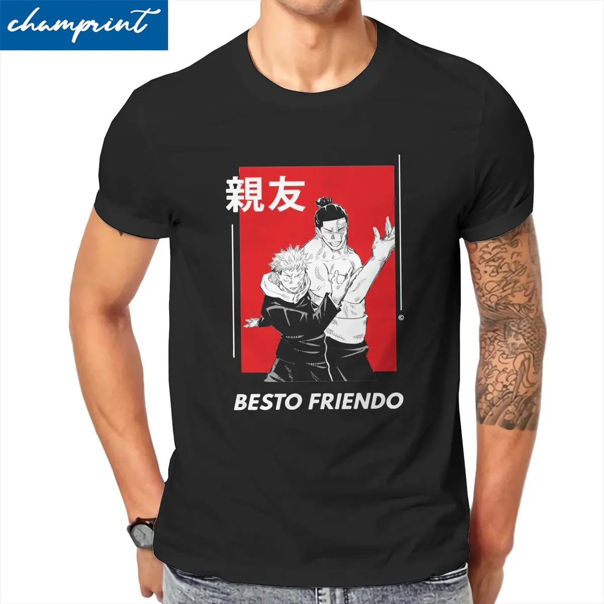 

Besto Friendo Itadori and Todo Pose Jujutsu Kaisen Men T Shirt Tee Shirt Short Sleeve T-Shirt Pure Cotton Printing Clothing