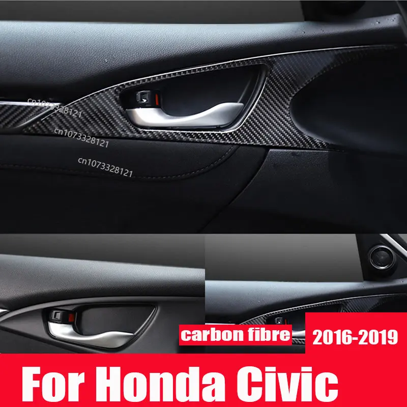 

Внутренняя дверная ручка для Honda Civic 2016-2019 Si, рамка из углеродного волокна, Автомобильный интерьер
