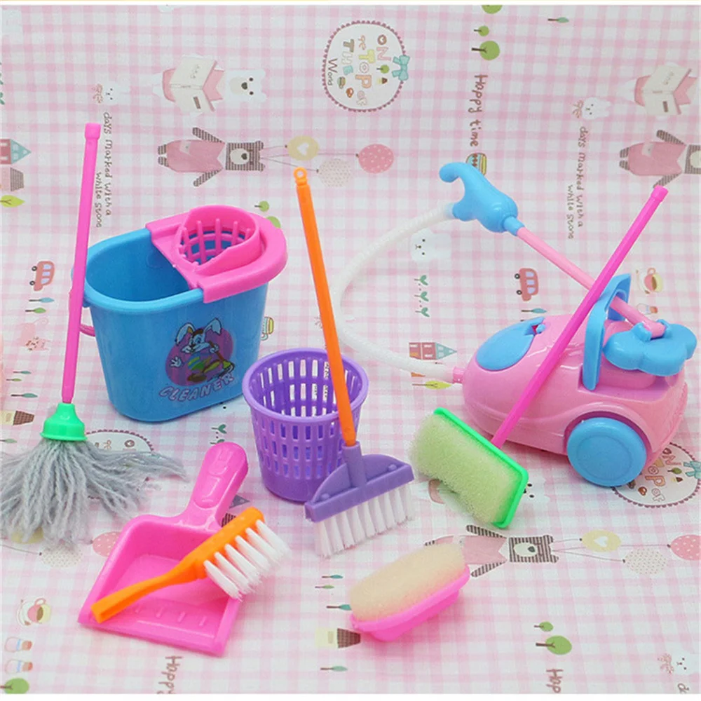 

Fashion Dollhouse Furniture Items Cleaning Tools 10 Pieces/set Dolls Accessories for Barbie Children Toys for Girl Pretend Play