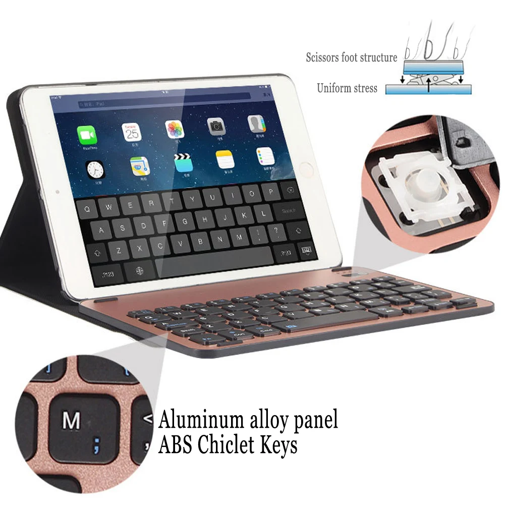 

Bluetooth-совместимая беспроводная клавиатура с кожаным чехлом, чехол для ipad, портативная беспроводная клавиатура, защитный чехол из искусстве...