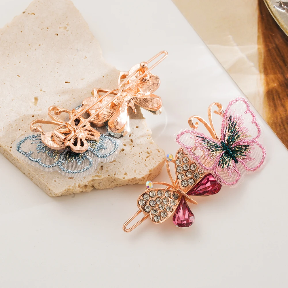 Заколка Для Волос-бабочка Со Стеклянным Искусственным Красочным Украшением