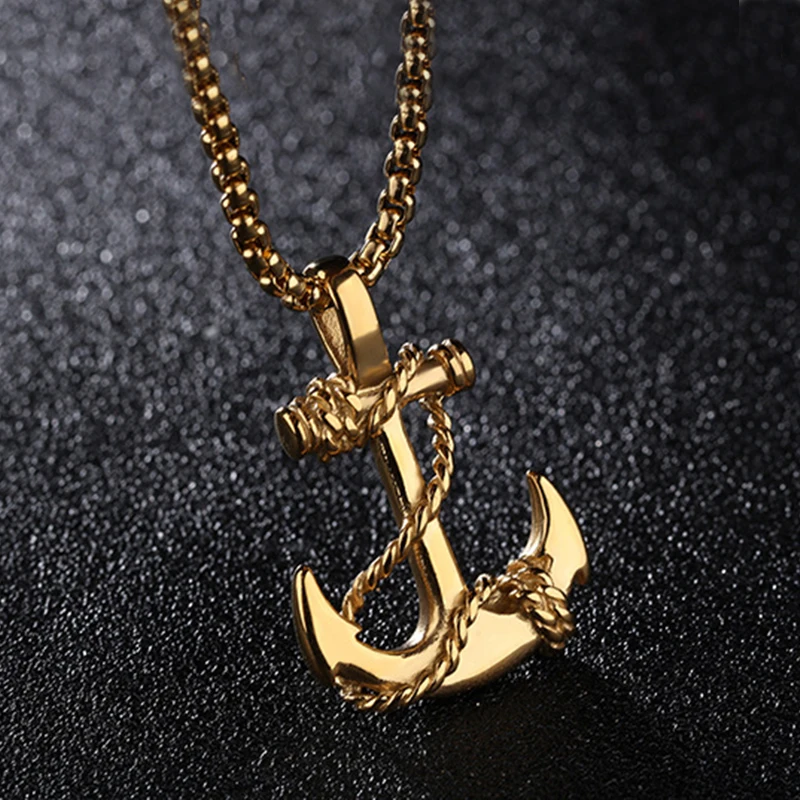 

Simple Classic Fashion Pirate Anchor Sailor Cross Pendant Men And Women Couple Necklace Punk Rock Hip Hop Jewelry Glamour Gift