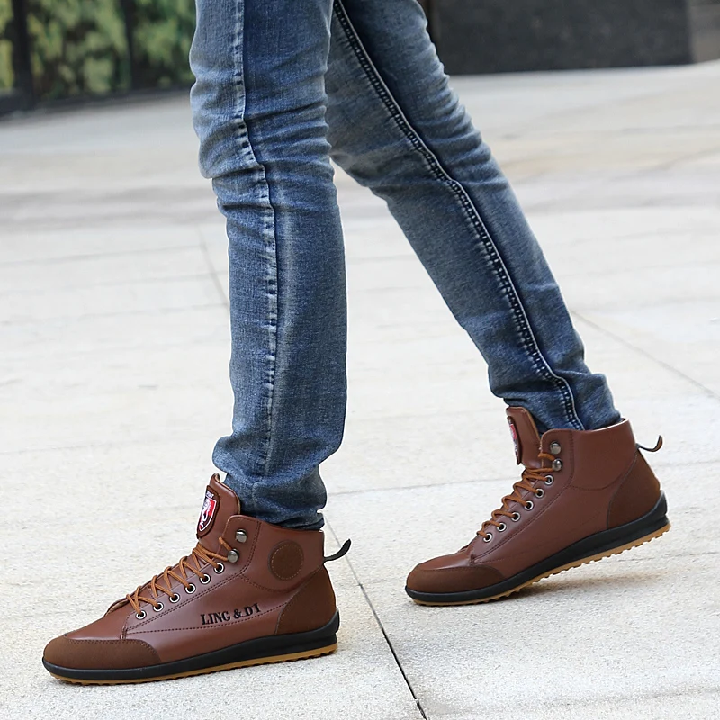 Men Casual Leather Walking Shoes Lace Up PU Wearable Comfortable Flatform Driving Shoe Working Three Colors