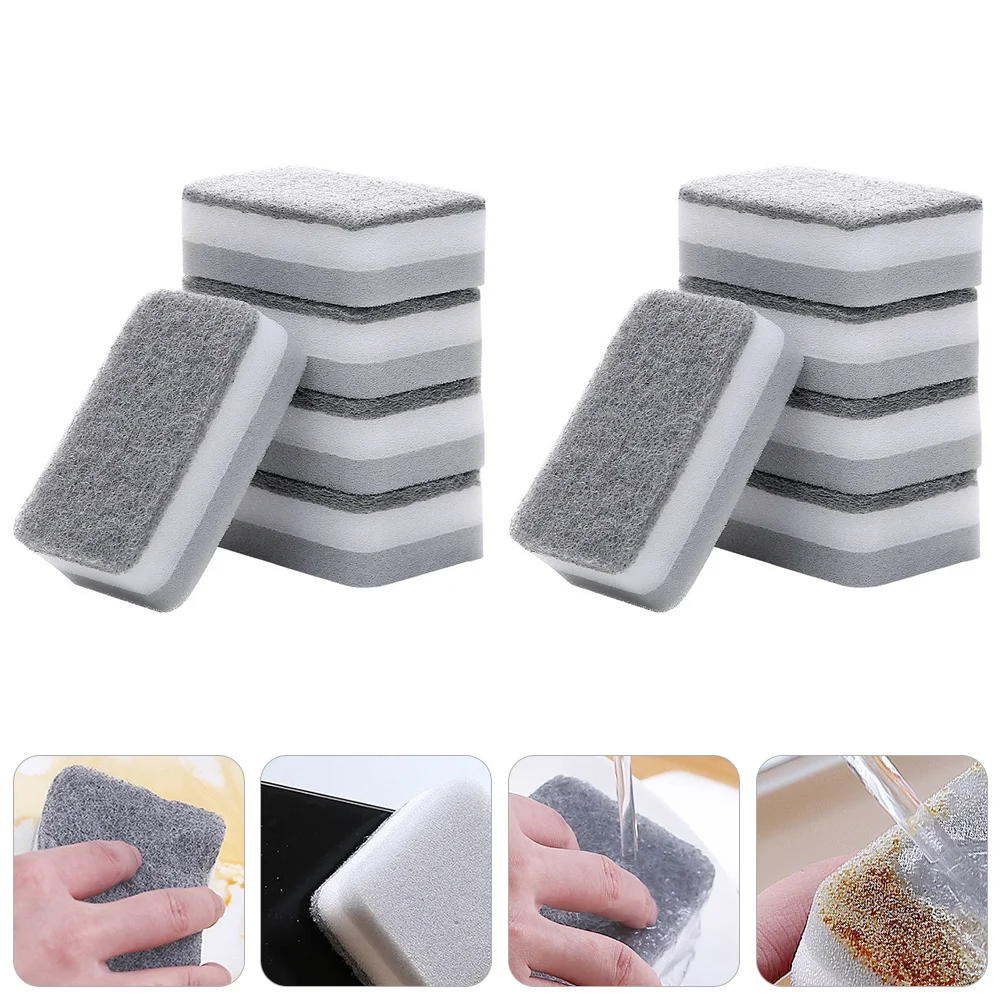 

10 Pcs Cleaning Artifact Wiping Sponge Scrubber Tableware Dishwashing Pad Decontamination Tool Dishwasher