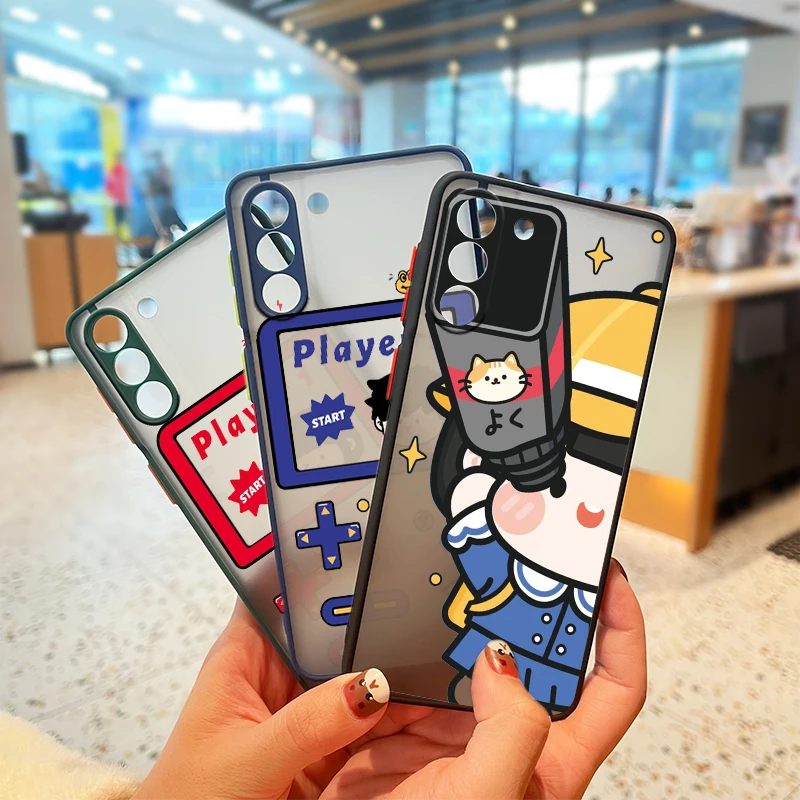 

Cute Game Console For Samsung S21 20 10 8 9 M62 51 31 30S 20 FE Lite Plus (5G) Frosted Translucent Funda Capa Phone Case