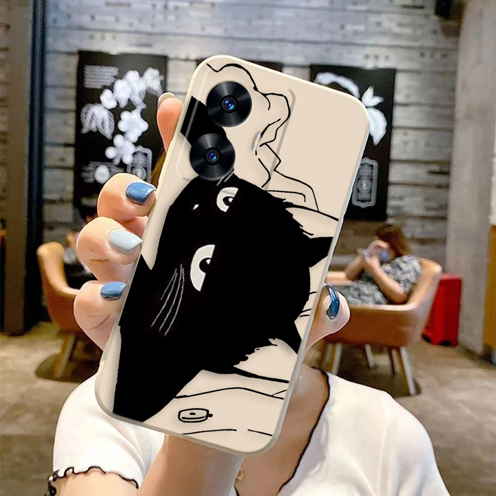 Чехол для телефона с забавным черным котом Realme C65 C63 C53 C35 C55 C33 C30 C21Y C20 C12 C11 GT 2 XT NARAO 20