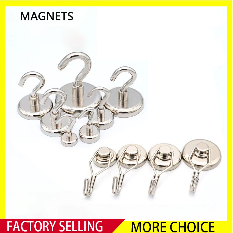

Heavy Duty Magnetic Hook Strong Neodymium Magnets Hooks For Home Refrigerator Grill Kitchen Key Holder Multi-Purpose