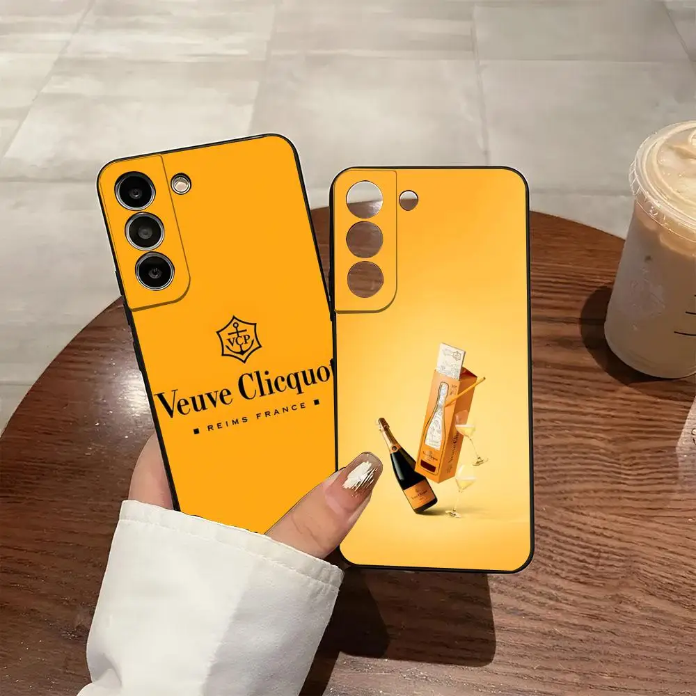 Фото Модный чехол для телефона V-Veuve Of C-Clicquot для Samsung S26 S25 S24 FE S23 S22 S21 Plus S20 Ultra Note20Ultra, черный, мягкий, силиконовый №1