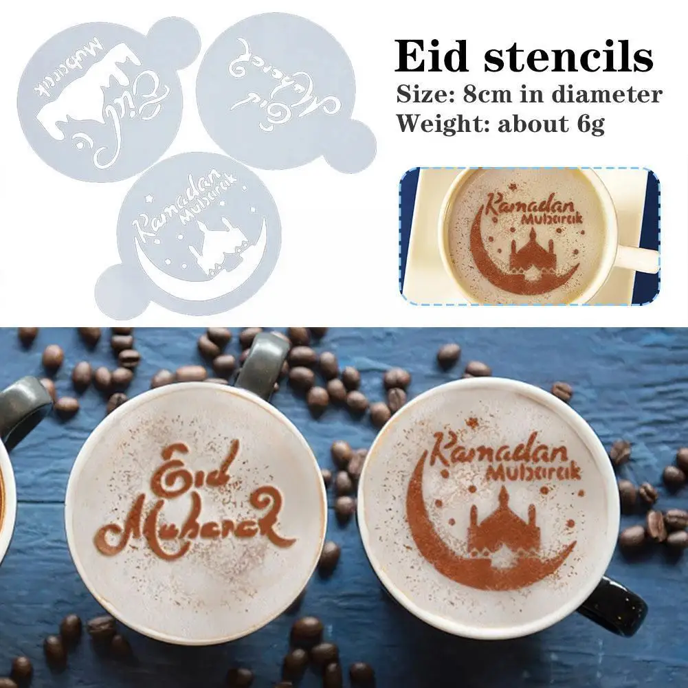 

Eid Ramadan Coffee Drawing Spray Stencils Mold Home Festival Cake Kitchen Party Supplies Mubarak Tools Decorating R7w1