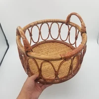 Newborn Photography Props Basket Baby Photoshoot Props for Boy or Girls Newborn Bed Rattan Furniture Photo Props for Babies