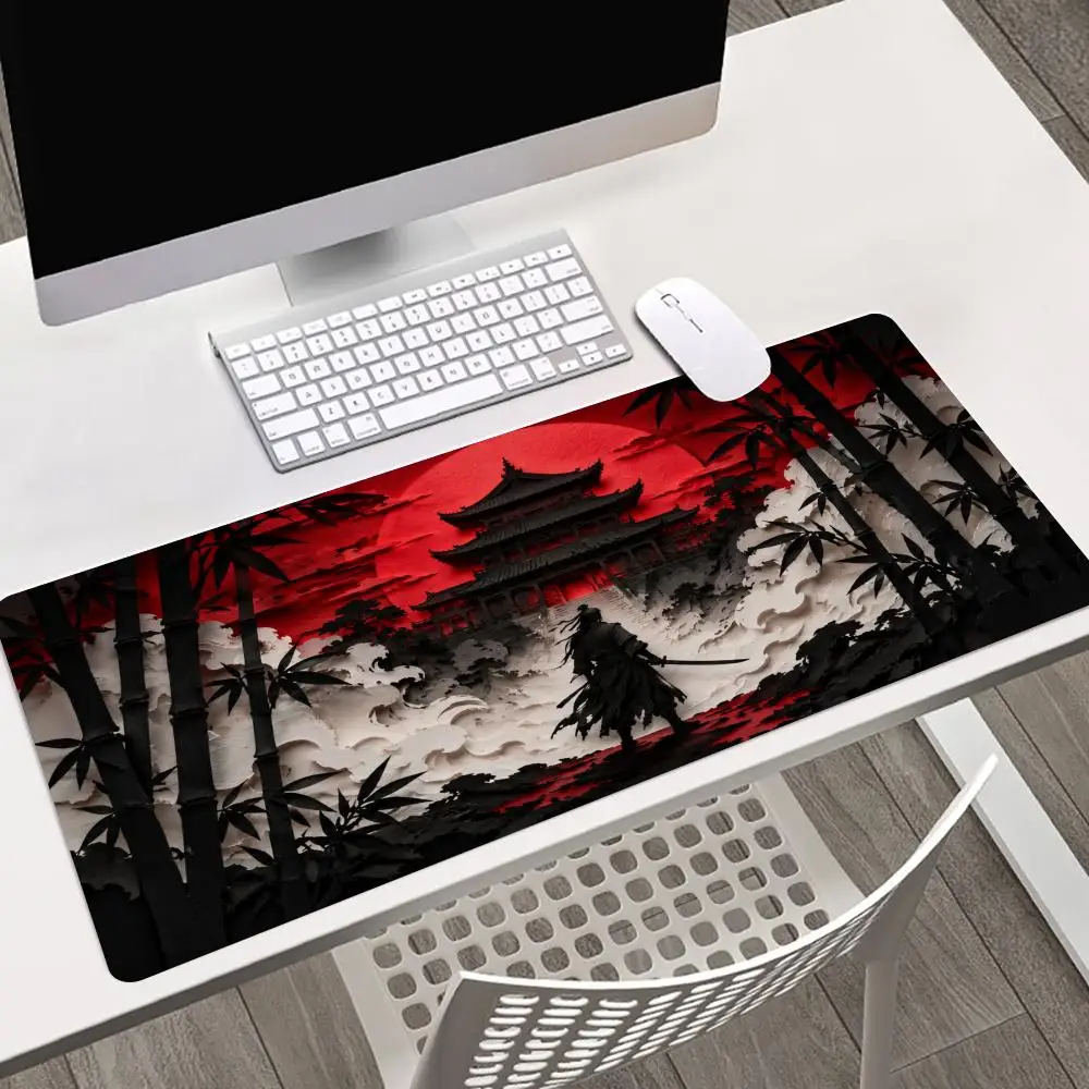 Фото Коврики для мыши Samurai Red Moon, аксессуары для ПК, настольный коврик, коврик для игрового стола, геймерский коврик, декор для игровой комнаты, коврик для мыши №3