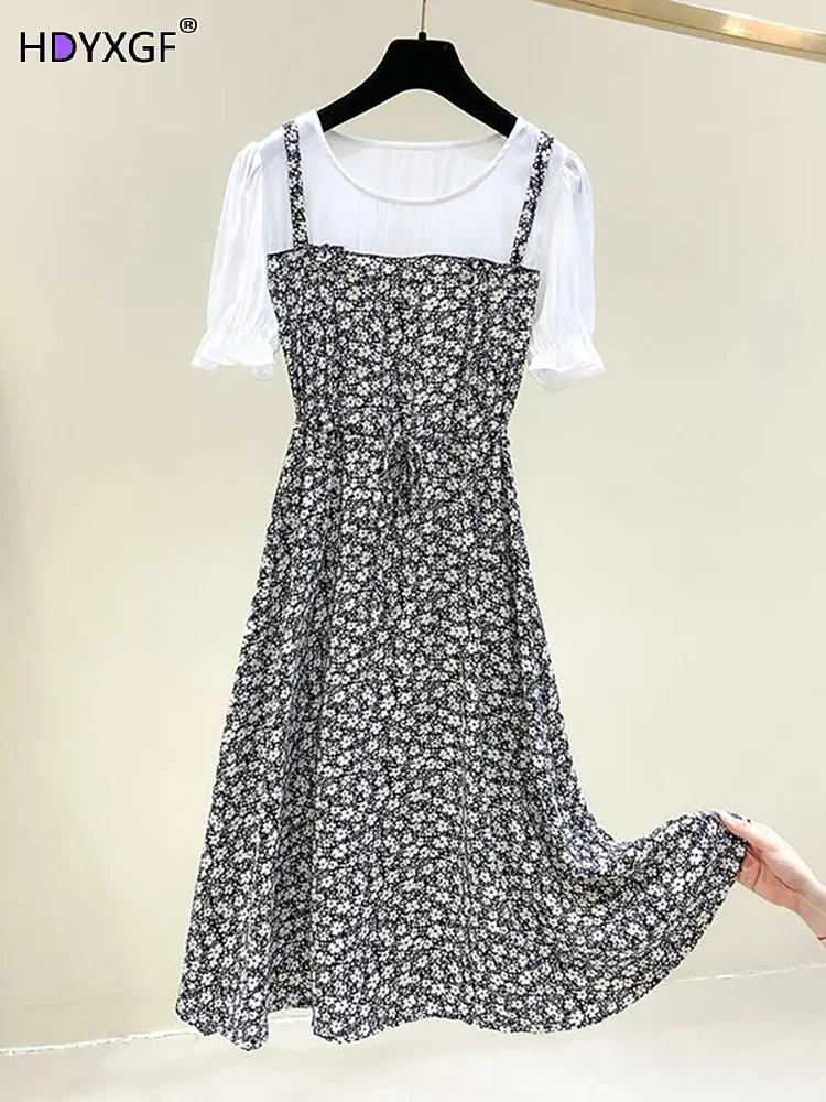 

Женские летние платья в стиле пэчворк, нежные платья, имитация двух частей, женские повседневные Мягкие элегантные ретро платья в стиле оль...