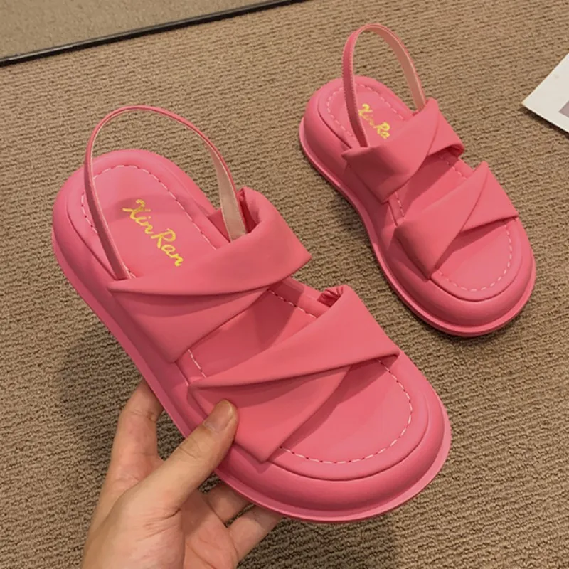 

Женские сандалии с открытым носком Fad, на плоской платформе, повседневные шлепанцы для ходьбы, летняя модная обувь, 2023