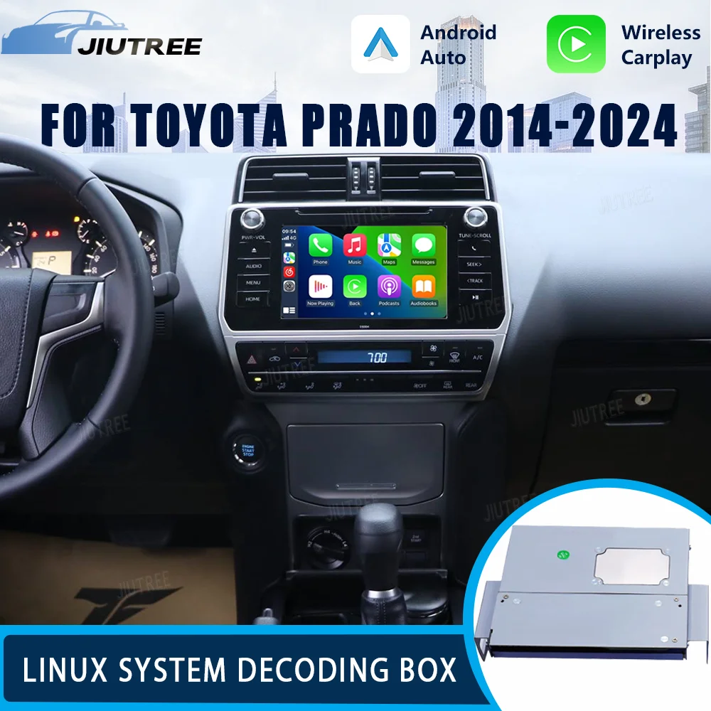 Linux System OEM Car with Decoder Box For Toyota Prado 2014-2024 Android Auto MuItimedia Wireless CarPlay