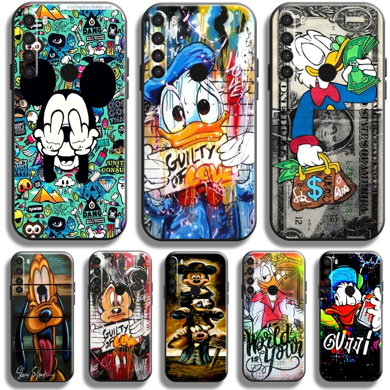 

Disney Mickey Duck Graffiti For Xiaomi Redmi Note 8 Pro Note 8T Redmi 8 8A Phone Case Soft Black Back Funda TPU Liquid Silicon